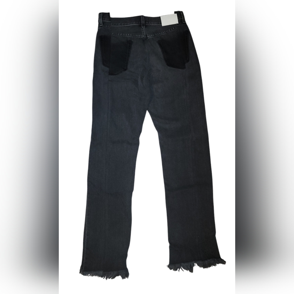 NWT EB Denim Straight Leg Split Hem Black Wash Jeans Size 27 - Picture 2 of 14